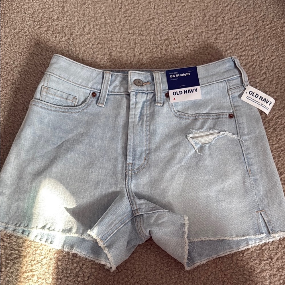 Old Navy Blue Jean Shorts High-Waisted Distressed